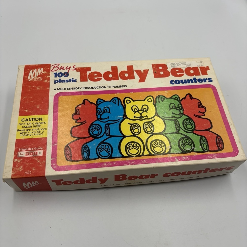 Teddy Bear Counters - Multi-Sensory Intro to Numbers  74 Yellow 72 Green 1985